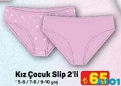 KIZ ÇOCUK SLİP KÜLOT 2'Lİ fiyat ve kampanya bilgisi